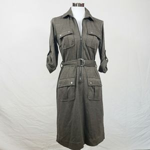 Sharagano Belted Shirt Dress Womens